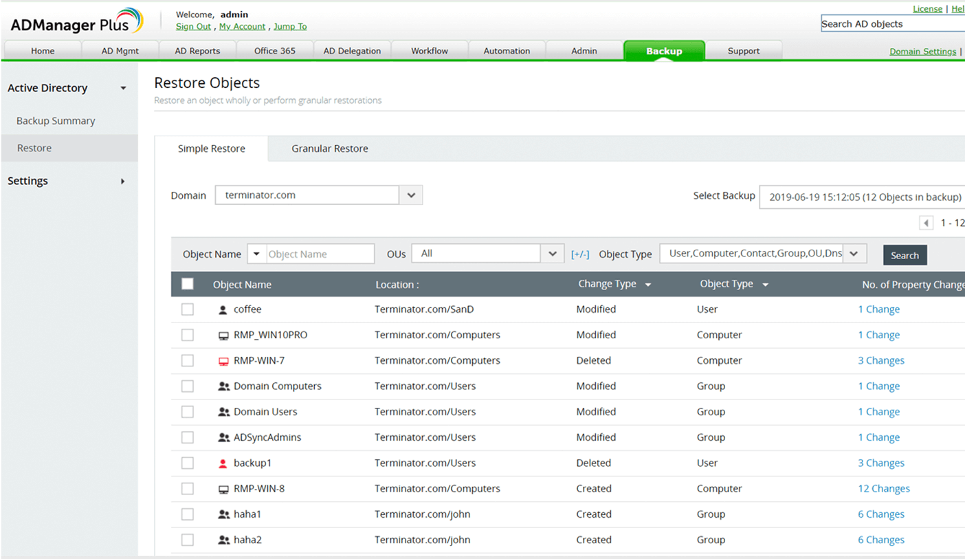 recover active directory user